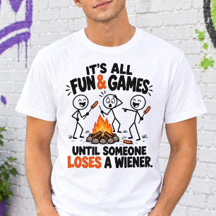 Camiseta Triblenda Asado Divertido de Salchicha en Fogata con Figura 