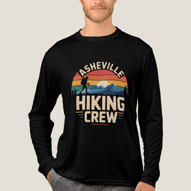 Camiseta Triblenda Asheville Hip Crew Retro Mountain Sunset Design (Anverso)