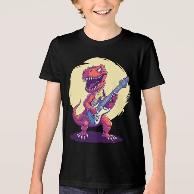 Camiseta Triblenda Asombrosa vibración de dinosaurios en guitarra elé (Anverso)