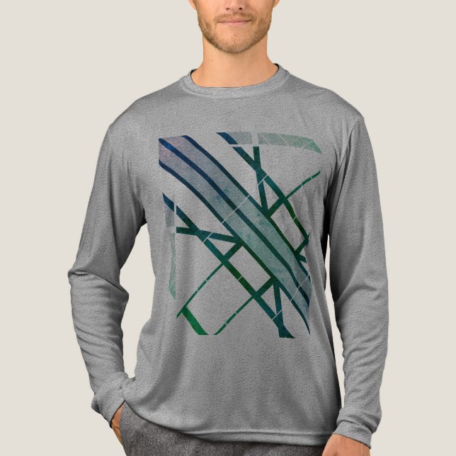 Camiseta Triblenda Aspecto de MCM geométrico diagonal gris verde (Anverso)