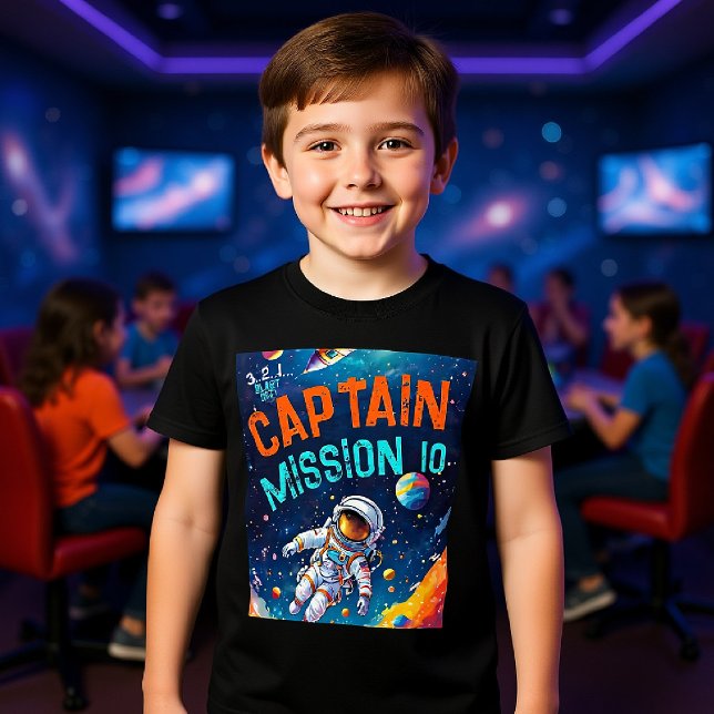 Camiseta Triblenda Astronaut Deep Space Planets Birthday Boy Captain (astronaut theme birthday party for kids personalized shirt planets galaxy sky captain)