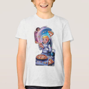 Camiseta Triblenda Astronauta comiendo pizza en el espacio.