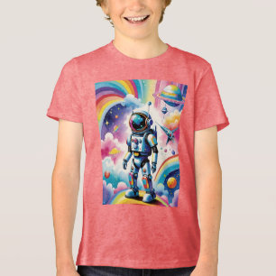 Camiseta Triblenda Astronauta En Una Galaxia Arcoiris Y Pastel