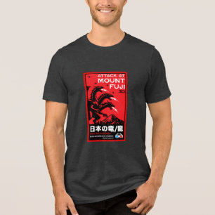 Camiseta Triblenda Ataque japonés a Kaiju en el Monte Fiyi