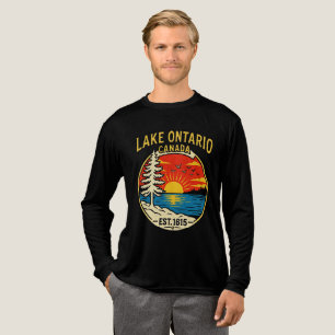 Camiseta Triblenda Atardecer Pop‑Art Lago Ontario Gráfico Retro Largo