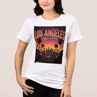 Camiseta Triblenda Atardecer Retro de Los Ángeles California Soñador