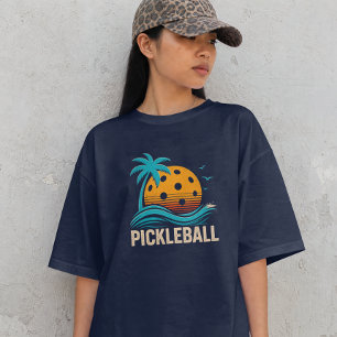 Camiseta Triblenda Atardecer Retro de Pickleball – Playa Tropical Vin