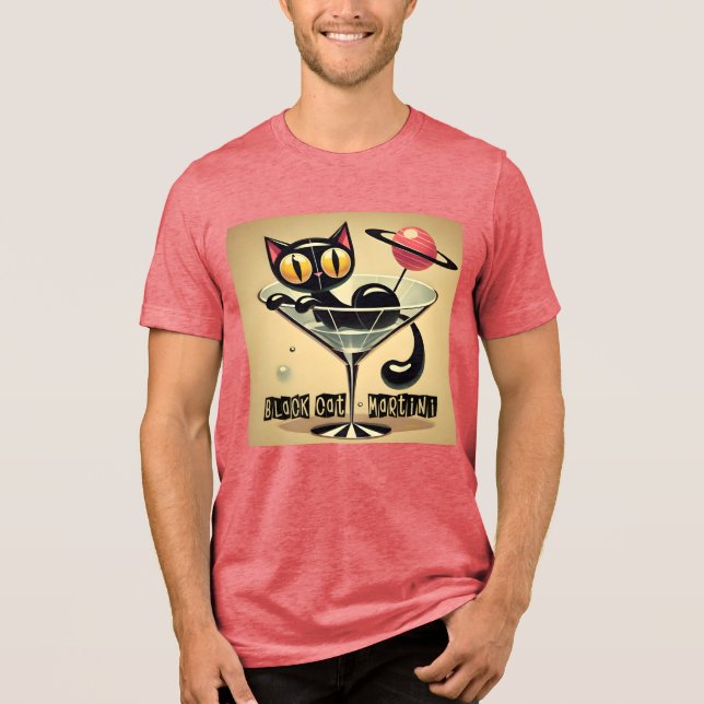 Camiseta Triblenda Atómico espacio futurista edad Black Cat Martini (Anverso)