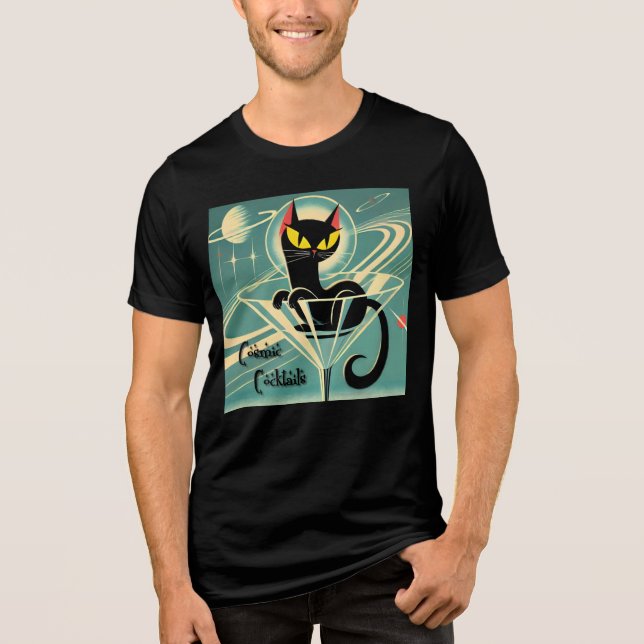 Camiseta Triblenda Atómico espacio futurista edad Black Cat Martini (Anverso)