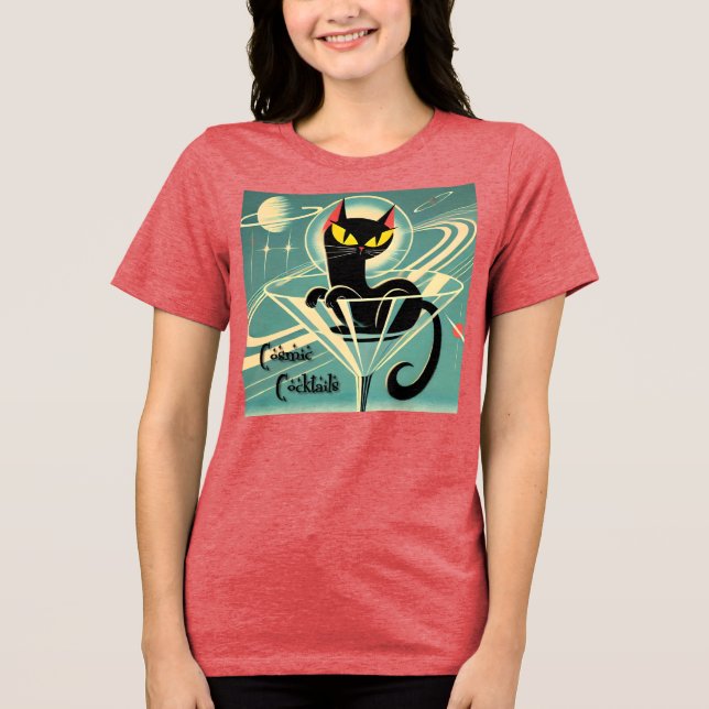 Camiseta Triblenda Atómico espacio futurista edad Black Cat Martini (Anverso)