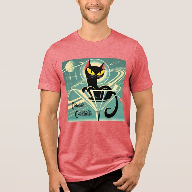 Camiseta Triblenda Atómico espacio futurista edad Black Cat Martini (Anverso)