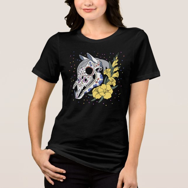 Camiseta Triblenda August's Gladiolus & Horse Skull (Anverso)