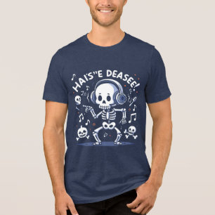 Camiseta Triblenda Auriculares con esqueleto bailando Música Diversió