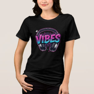 Camiseta Triblenda Auriculares de Música Neon Vibes Cyberpunk