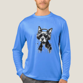 Camiseta Triblenda Auriculares Guay Dog Mascotas cortos Tinta blanca