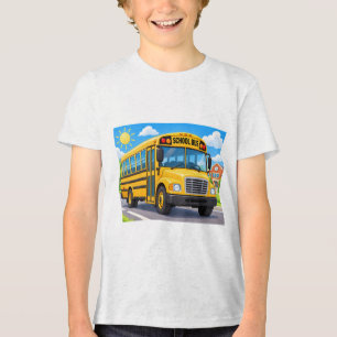 Camiseta Triblenda Autobús Escolar Alegre a la Escuela Todos los Días