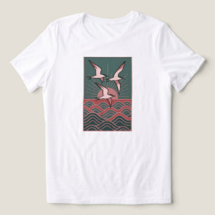 Camiseta Triblenda Ave marina retro - costa del amanecer oceánico   S