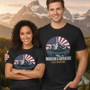 Camiseta Triblenda Aventura al aire libre patriótica en las Montañas 