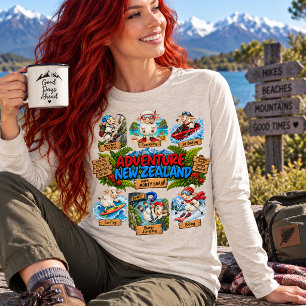 Camiseta Triblenda Aventura Quirky de Nueva Zelanda Ovejas al Aire Li