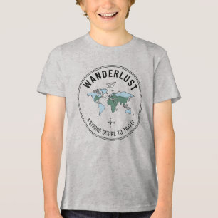 Camiseta Triblenda Aventura Wanderlust Espera Mapa Mundial Niños 
