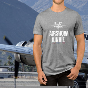Camiseta Triblenda Avión Antiguo B-17 Adicto a los Espectáculos Aéreo