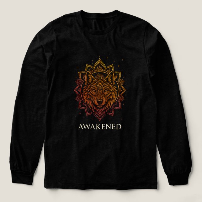 Camiseta Triblenda Awakened Wolf Mandala Spiritual Design (Diseño traserp)