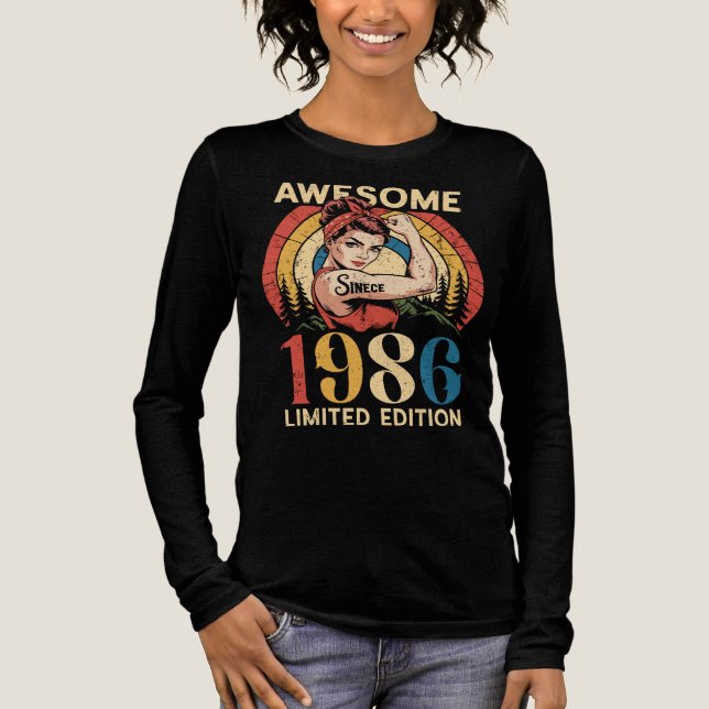 Camiseta Triblenda Awesome Since 1986 Retro 40th Women's Birthday  (Anverso)