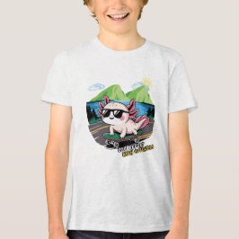 Camiseta Triblenda Axolotl montando patineta