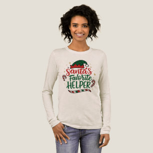 Camiseta Triblenda Ayudante Navideño Festivo Mujer Manga Larga