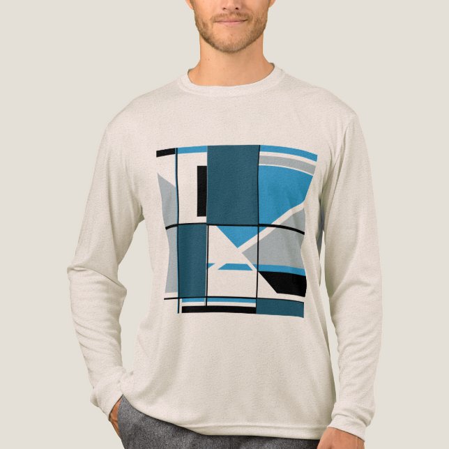 Camiseta Triblenda Azul Verde azulado Gris Negro MCM Aspecto Geométri (Anverso)