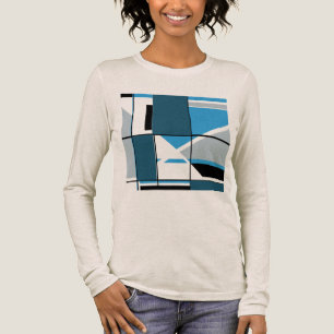 Camiseta Triblenda Azul Verde azulado Gris Negro MCM Aspecto Geométri