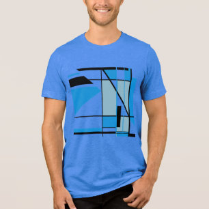 Camiseta Triblenda Azul Verde azulado Mosaico Negro MCM Aspecto Resum