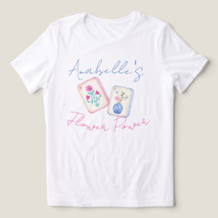 Camiseta Triblenda Azulejo de Poder Floral de Mahjong con Acuarela Pe