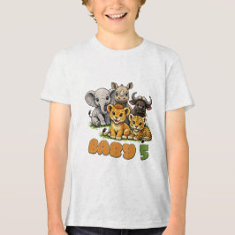 Camiseta Triblenda Baby Big 5 Safari Nursery Earth Tone Art.