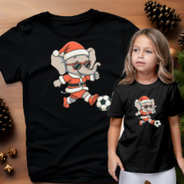 Camiseta Triblenda Baby Elephant Santa Soccer Player Vintage AI Art