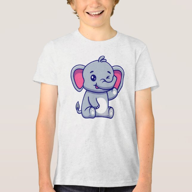 Camiseta Triblenda Baby Elephant Sitting Waving Hand-23800 (Anverso)