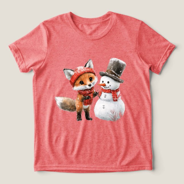 Camiseta Triblenda Baby Fox y Snowman (Diseño delantero )