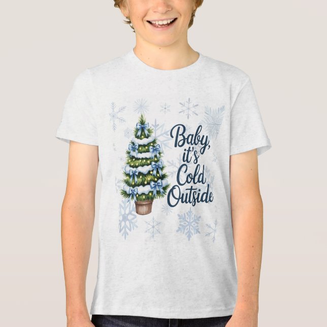 Camiseta Triblenda Baby, It’s Cold Outside Winter Baby Boy Shower (Anverso)