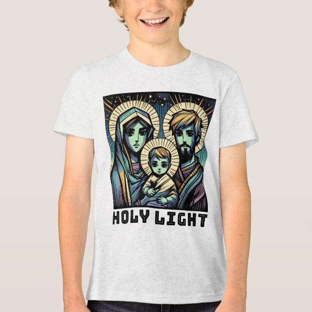 Camiseta Triblenda Baby Jesus :  The Holy Family: Holy Light (Anverso)