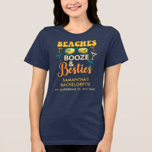 Camiseta Triblenda Bachelorette Party Beach Booze Besties Mateo