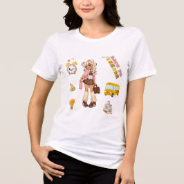 Camiseta Triblenda Back to School Cute Girl Clipart Set