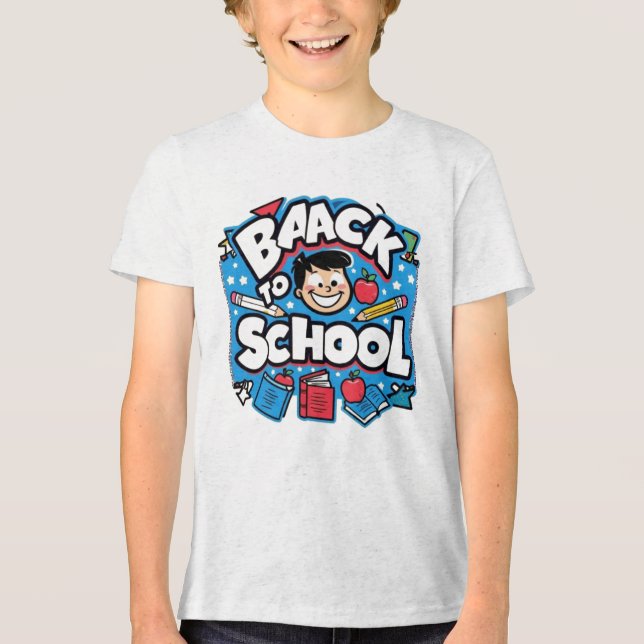 Camiseta Triblenda Back to School Fun – Colorful Cartoon  (Anverso)
