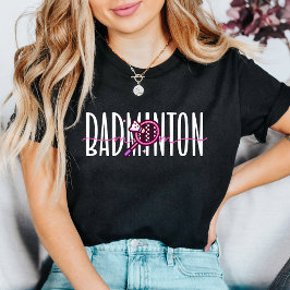 Camiseta Triblenda  Badminton Mom Pink Racket Layered Typography