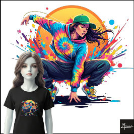 Camiseta Triblenda Bailarín Tie-Dye en Posición Agachada Arte Salpica