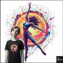Camiseta Triblenda Bailarina abstracta líneas de neón arte dinámico