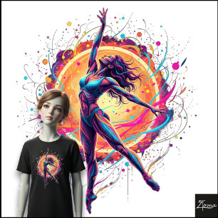 Camiseta Triblenda Bailarina abstracta líneas de neón arte dinámico