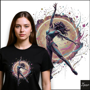 Camiseta Triblenda Bailarina abstracta líneas de neón arte dinámico