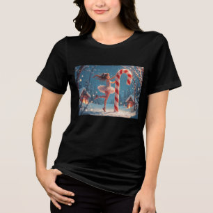 Camiseta Triblenda Bailarina Anime Chica & Caña de Caramelo Navidad