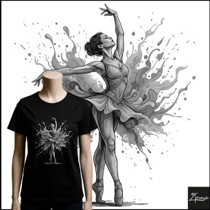 Camiseta Triblenda Bailarina de neón abstracta en punta de pie con sa