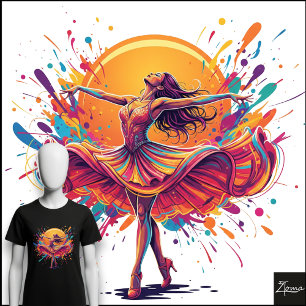 Camiseta Triblenda Bailarina Vibrante Giro Colorido Arte Pop